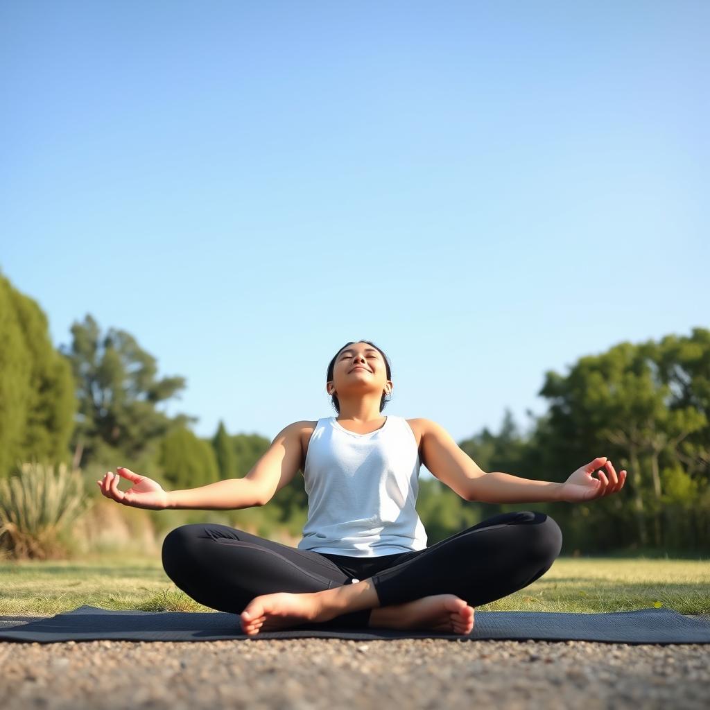 Person meditating outdoors after physical activity showing mental wellbeing