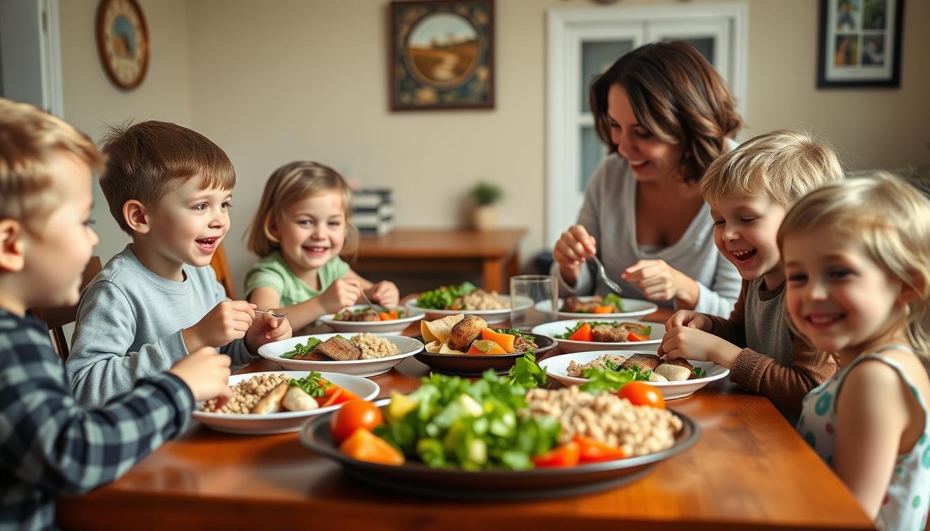 Diet Plan for Busy Moms: Quick, Healthy, Realistic Mom enjoying healthy meal with family - Diet Plan for Busy Moms