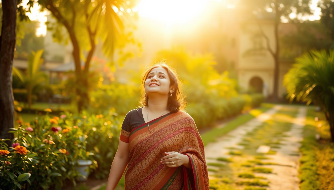 হরমোন ব্যালেন্স রাখার ঘরোয়া উপায়: ৭টি কার্যকরী পদ্ধতি সকালের সূর্যালোকে হাঁটছেন একজন মহিলা