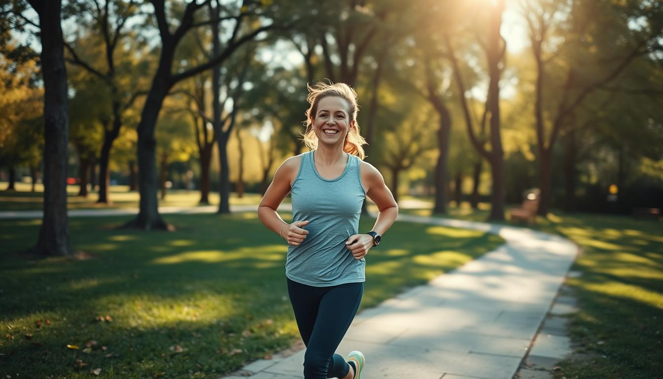 Person enjoying outdoor physical activity in a park setting