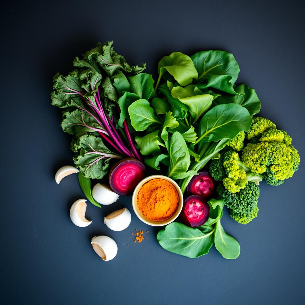 7-Day Healthy Eating Challenge for Natural Detox Liver-supporting foods including leafy greens, beets, and garlic for the 7-Day Healthy Eating Challenge