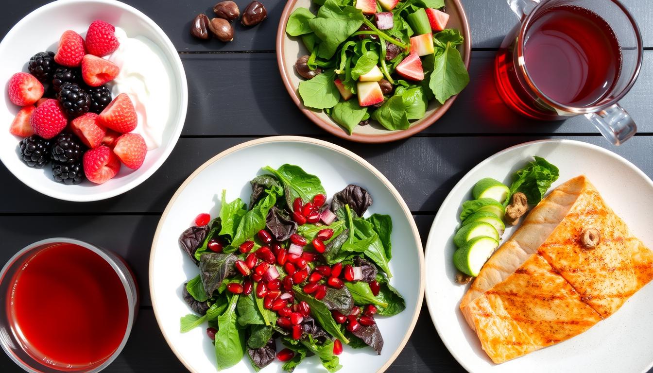 7-Day Healthy Eating Challenge for Natural Detox Day 6 meal spread for the 7-Day Healthy Eating Challenge featuring antioxidant-rich foods