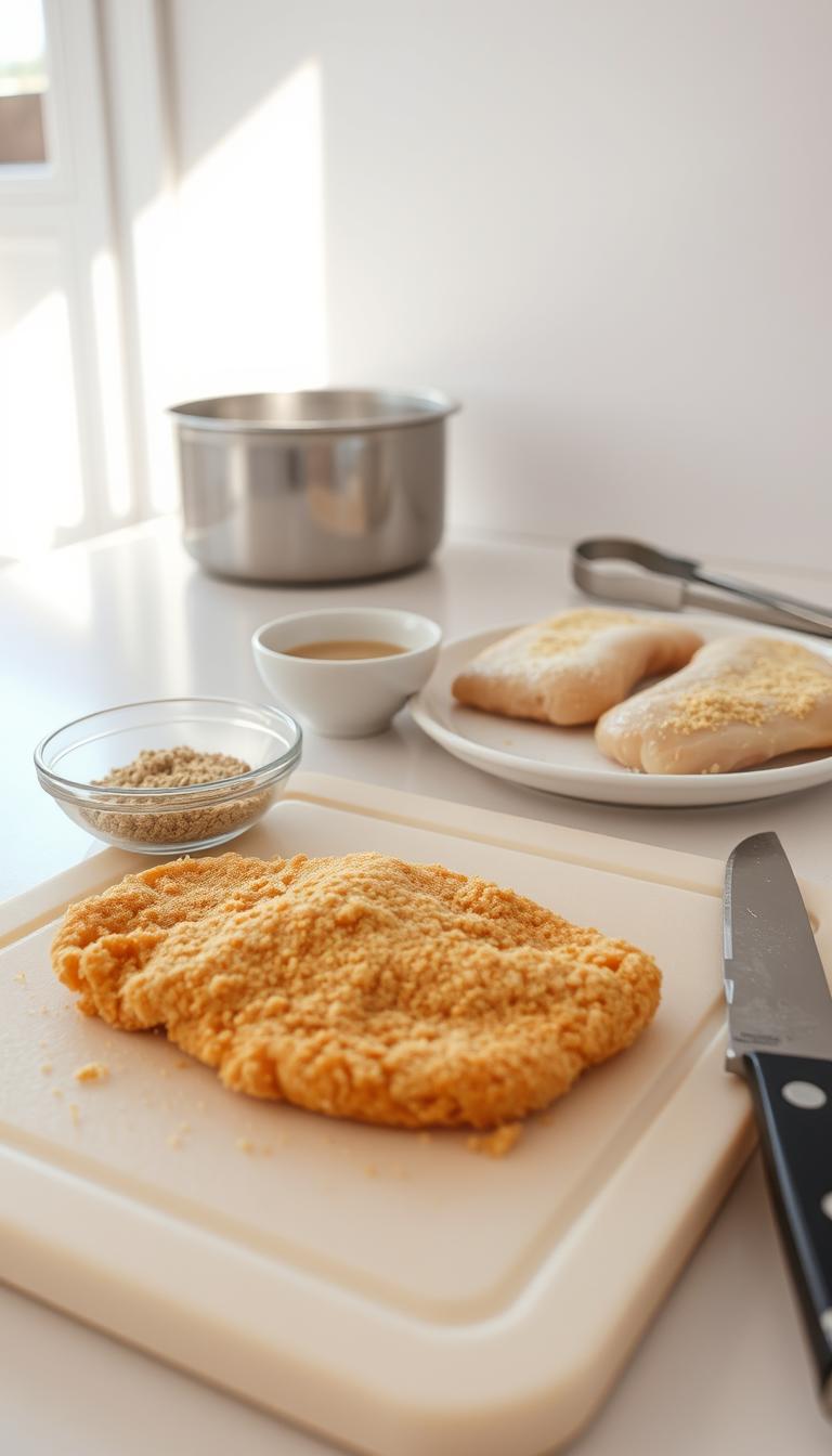 homemade baked chicken cutlet preparation