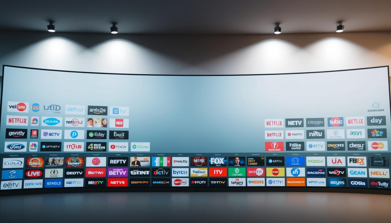A visually striking IPTV channel lineup, captured under soft, diffused lighting that creates a calm, professional atmosphere. The foreground features a comprehensive grid of channel logos and names, neatly organized and easy to read. The middle ground showcases various content genres, from sports and news to movies and entertainment, represented by crisp, high-quality icons. In the background, a subtle gradient or abstract pattern provides a clean, modern aesthetic that complements the informative channel display. The overall composition conveys a sense of authority, clarity, and the breadth of the IPTV provider's offering, making it an ideal visual representation for the "Comprehensive Channel Lineup Available Through IPTVDigi" section.