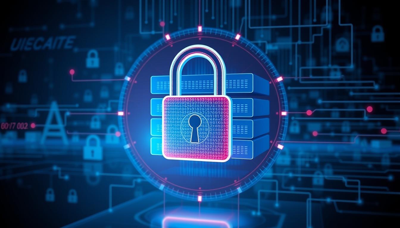 Concept de sécurité des données d'inventaire avec cadenas et protection