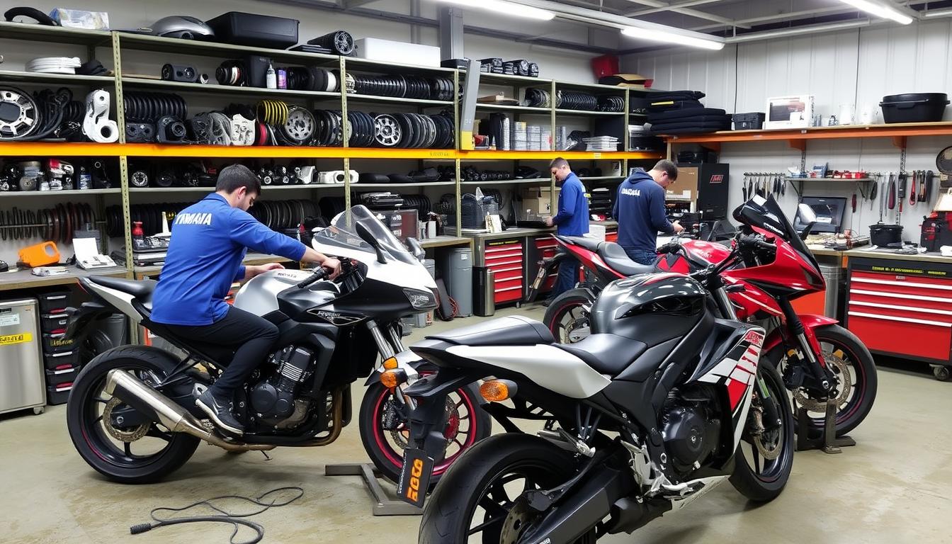 Professional motorcycle dismantling at Motorbike Wreckers Logan workshop