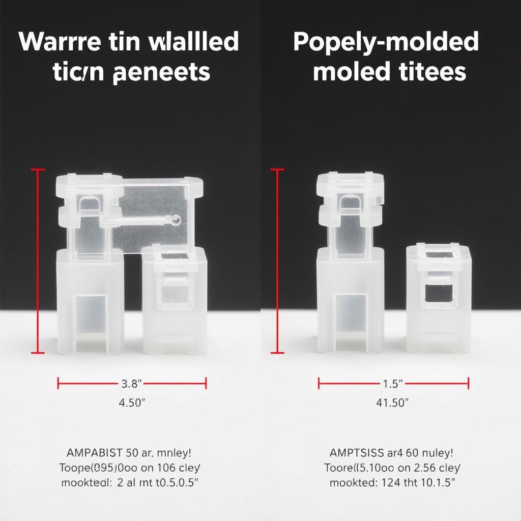 Comparison of warped vs properly molded thin-walled components