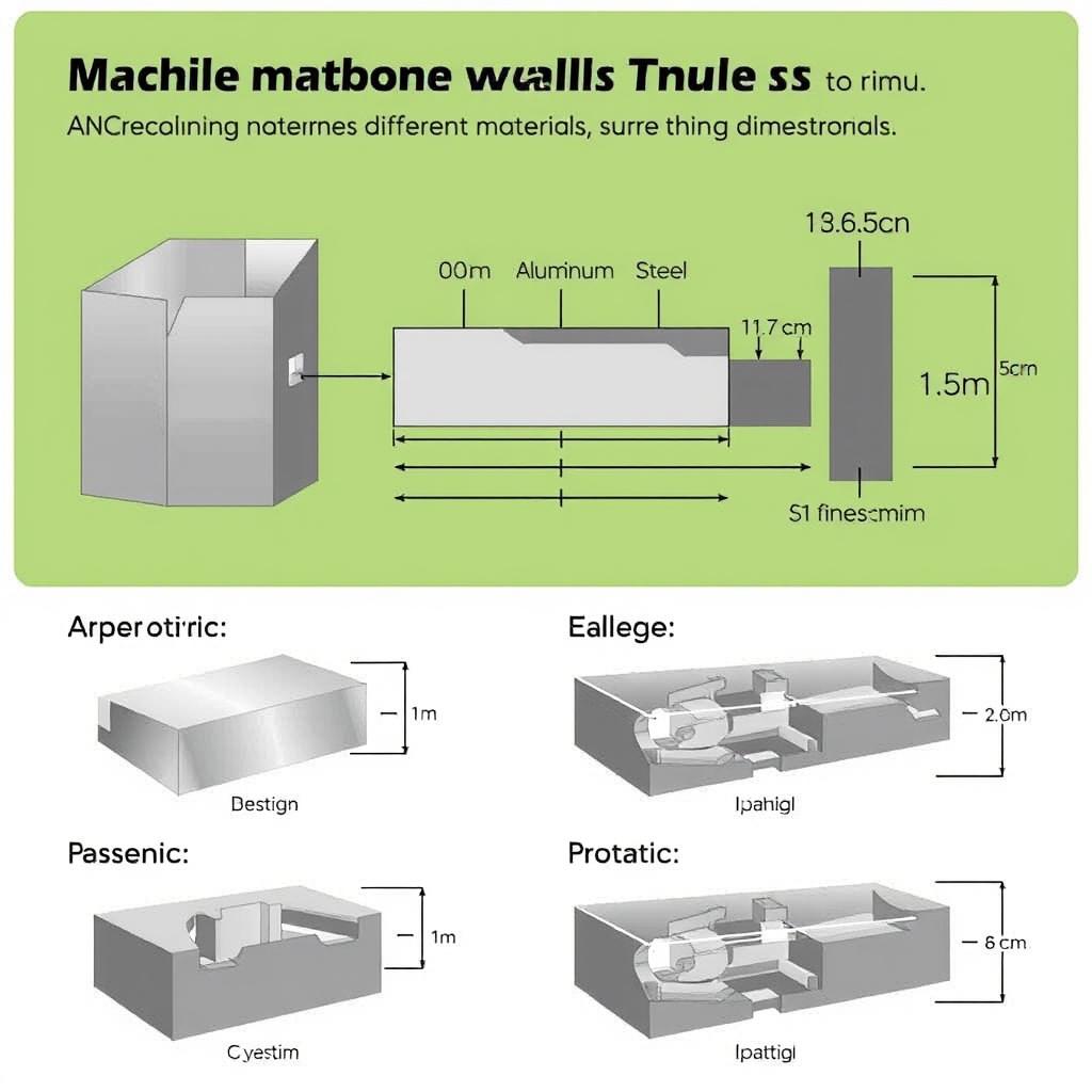 Diagram showing recommended wall thickness for different materials in CNC machining