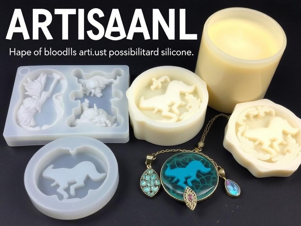 Artisanal crafts using silicone molds for soap, candles, and jewelry