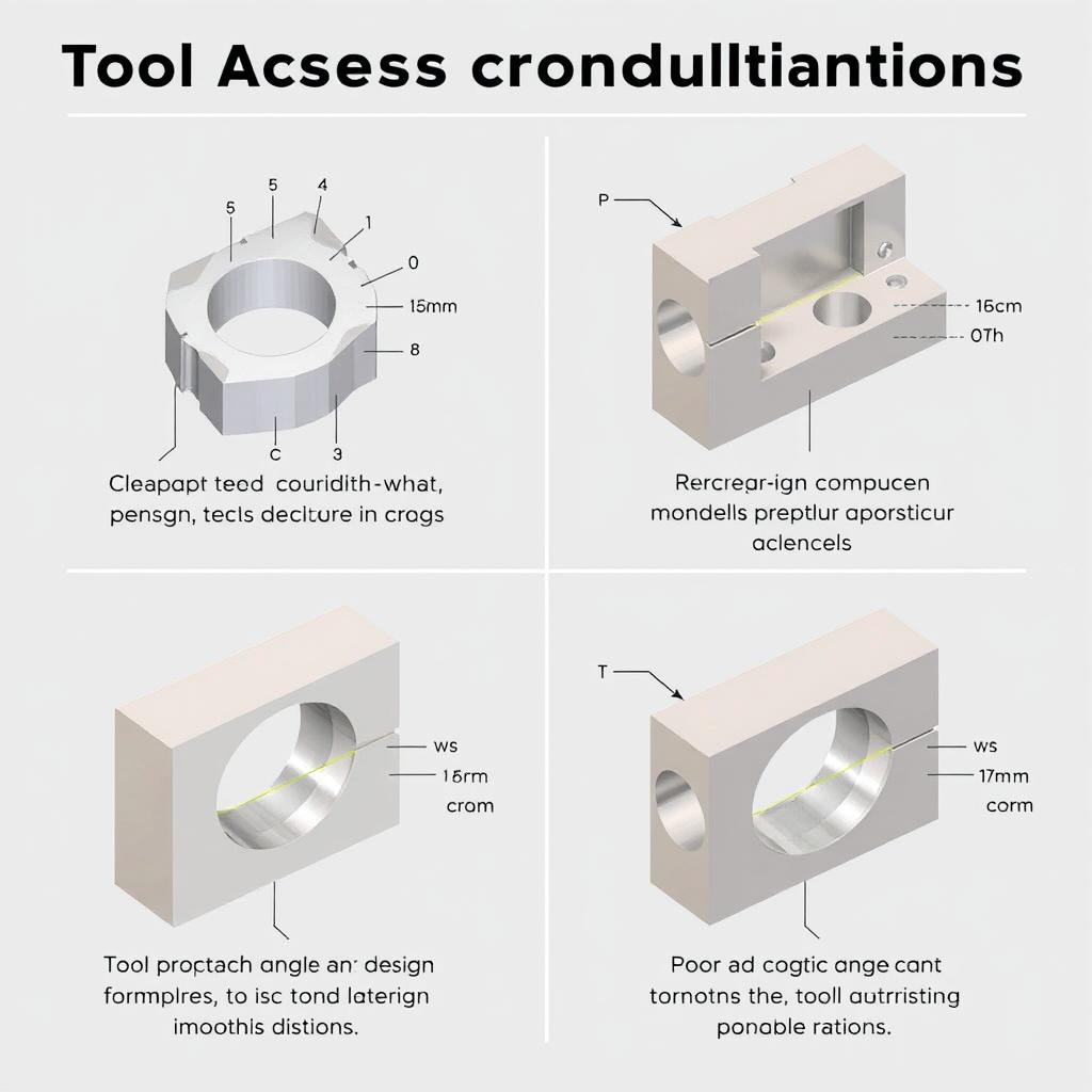 Illustration of tool access considerations for CNC machining