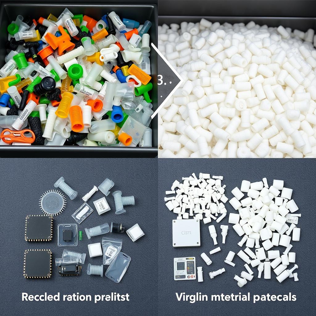 Recycled plastic pellets being used for electronics components
