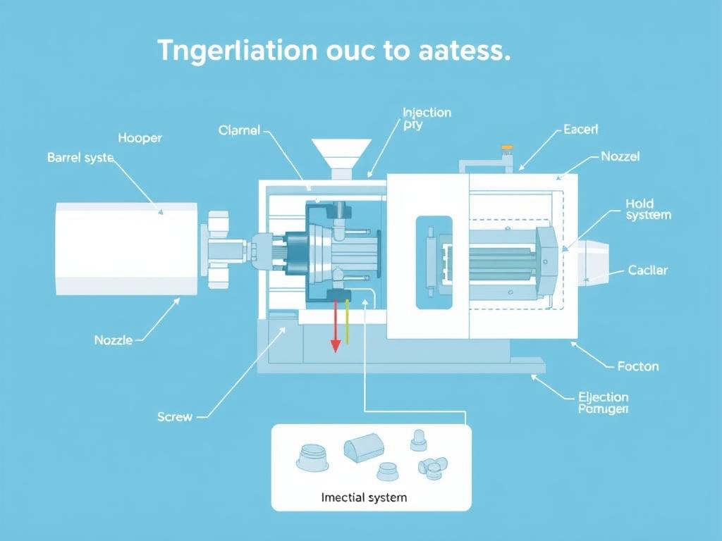 Diagram showing the injection molding process for medical devices