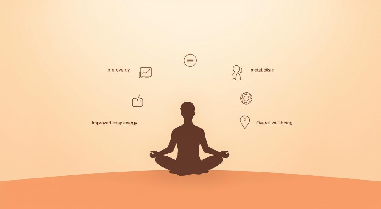 a serene, minimalist illustration depicting the key benefits of a metabolic reset. the foreground features a stylized human figure in a relaxed, introspective pose, surrounded by a palette of soft, earthy tones. the middle ground showcases a series of simple icons or symbols representing improved energy, metabolism, and overall well-being. the background gently blurs into a warm, diffused light, creating a sense of balance and tranquility. the composition is clean, uncluttered, and evokes a mood of mindfulness and rejuvenation. the lighting is natural and diffused, with subtle highlights accentuating the key elements. the overall aesthetic is refined, elegant, and conducive to the article's focus on the holistic advantages of a metabolic reset.
