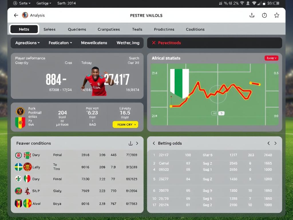 Interface de pronostics détaillés sur Africatopbet.com