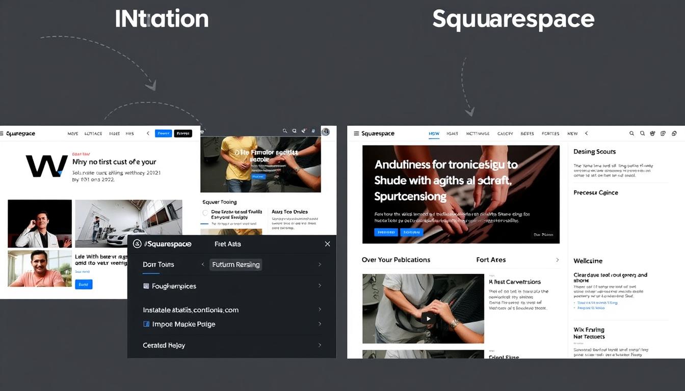 Générez une image représentant les interfaces de Wix et Squarespace