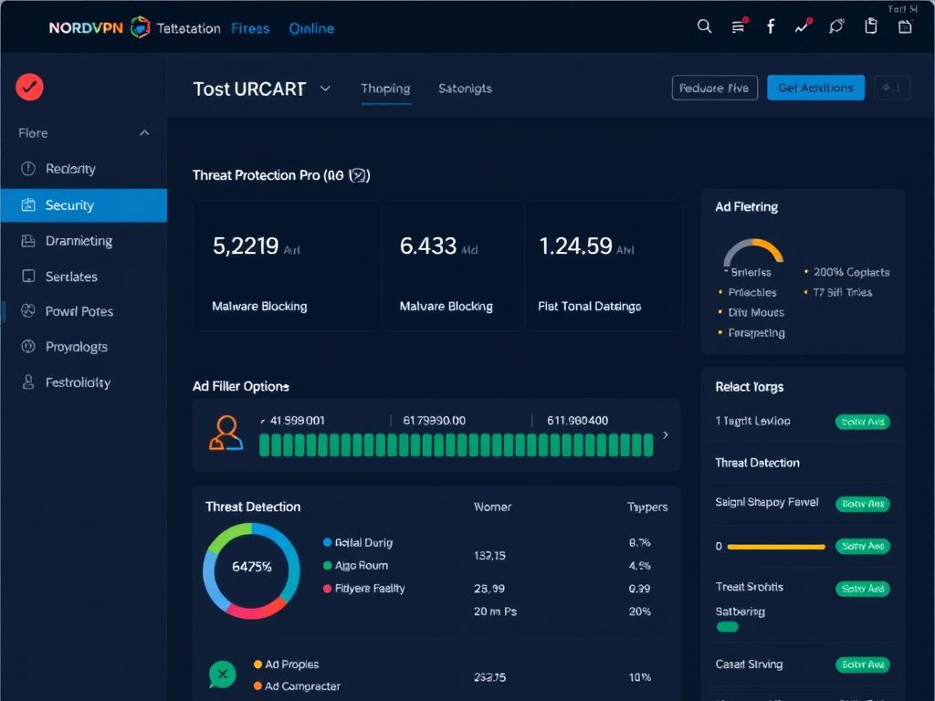 NordVPN Threat Protection Pro interface showing malware blocking and ad filtering options