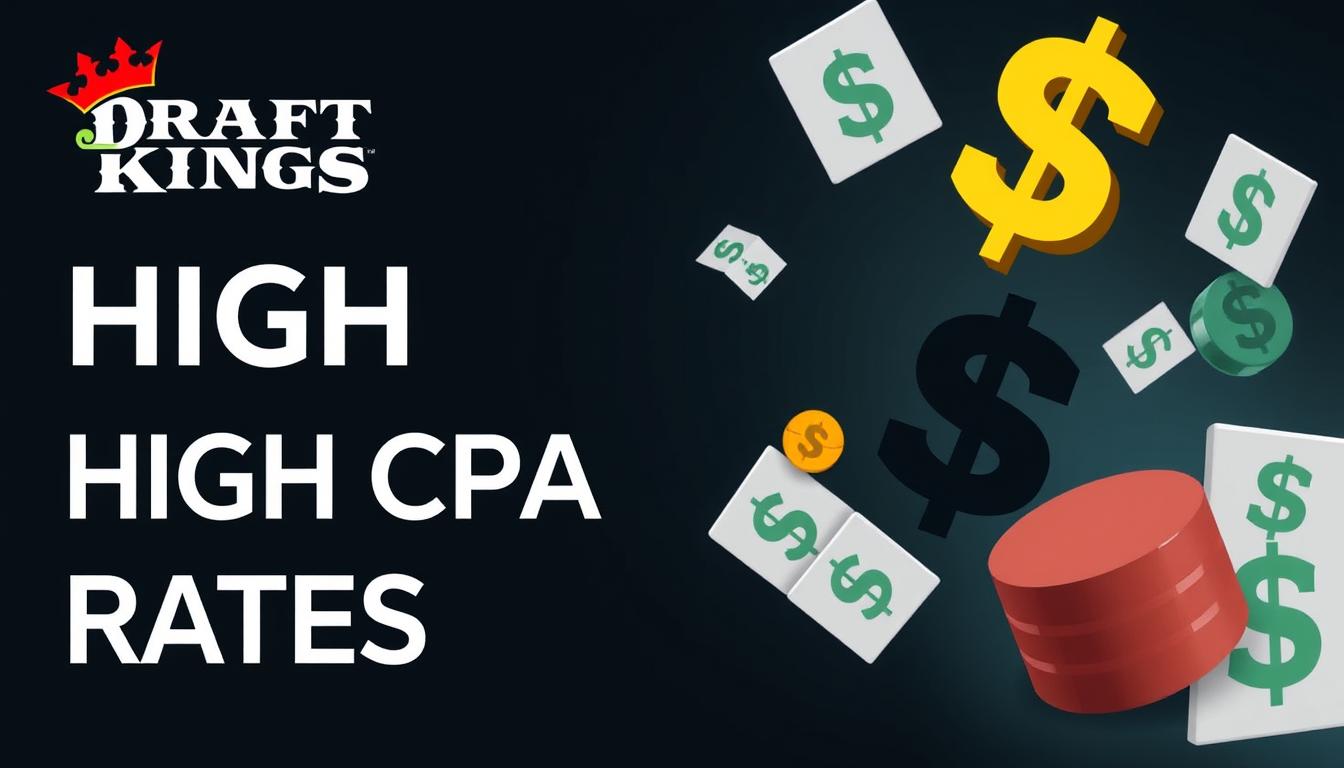 DraftKings Affiliates program promotional banner showing high CPA rates