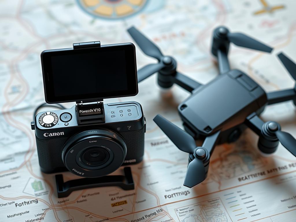Canon PowerShot V10 vlogging camera with Potensic Atom SE drone
