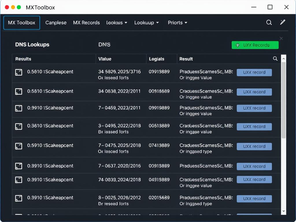 MXToolbox interface showing email-related DNS records