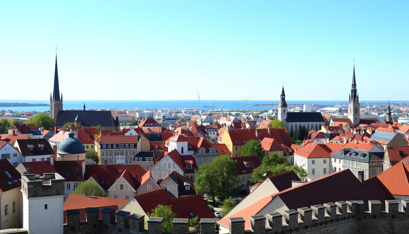 Tallinn's medieval Old Town with its distinctive spires and red-tiled roofs