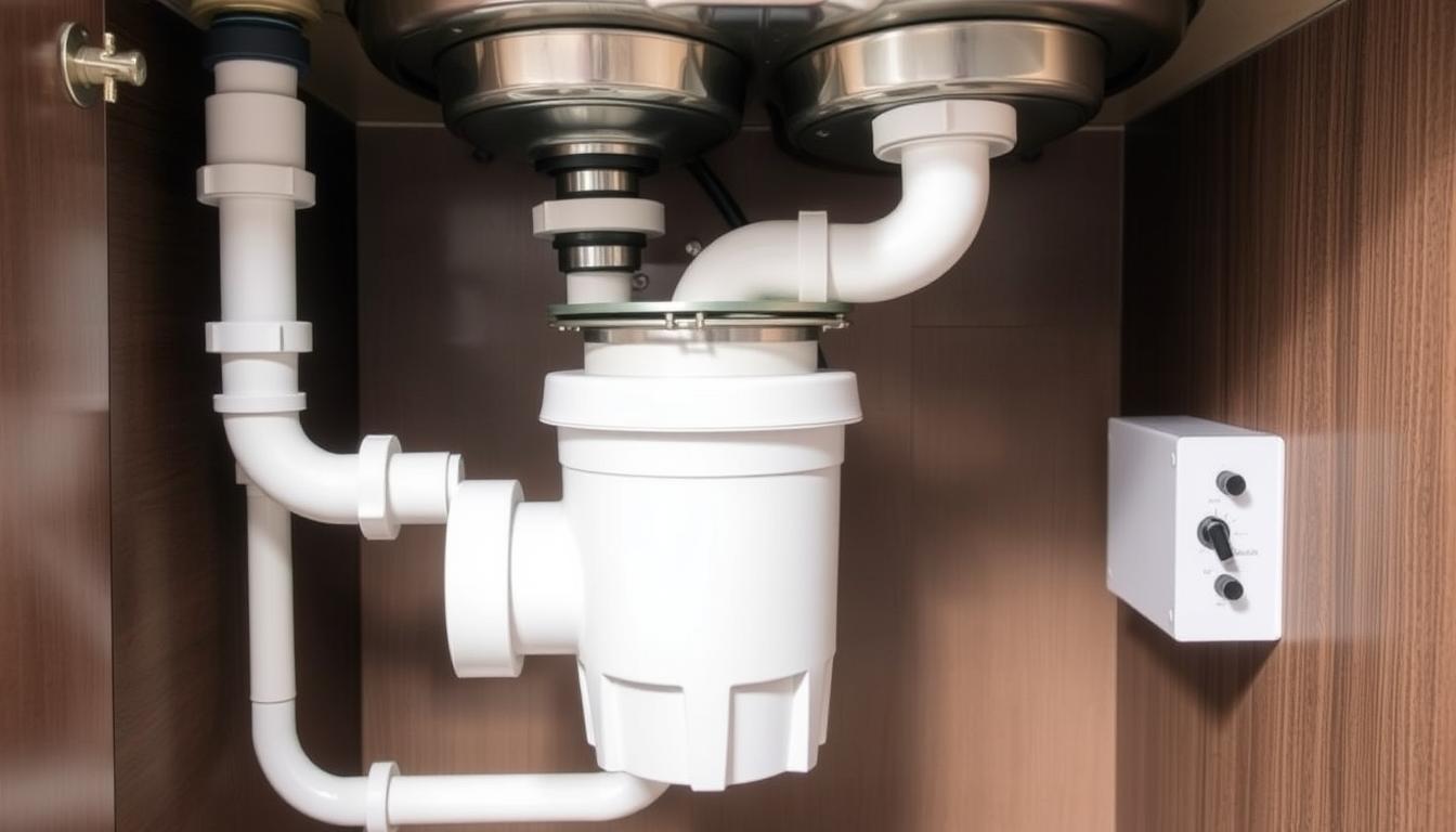 Triturador de alimentos instalado sob a pia da cozinha