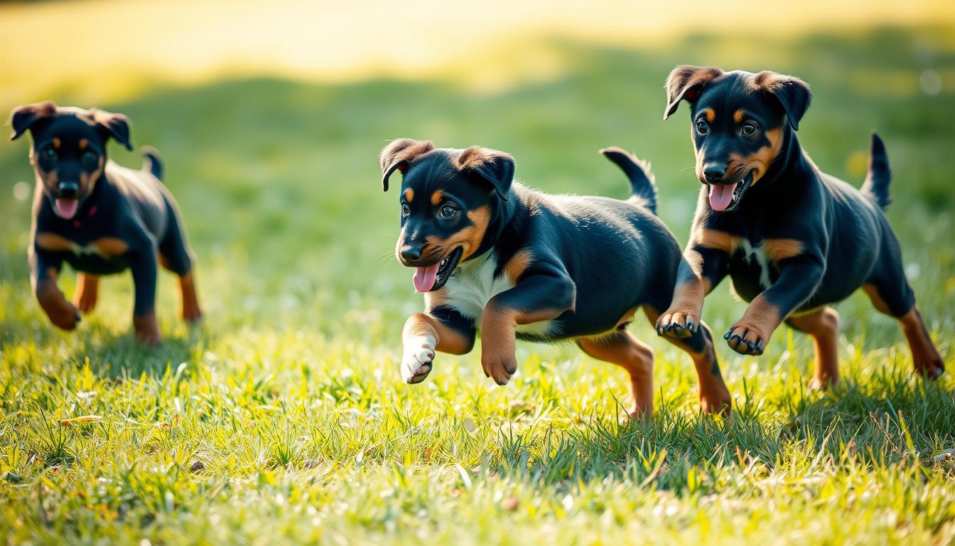 Beauceron puppies playing