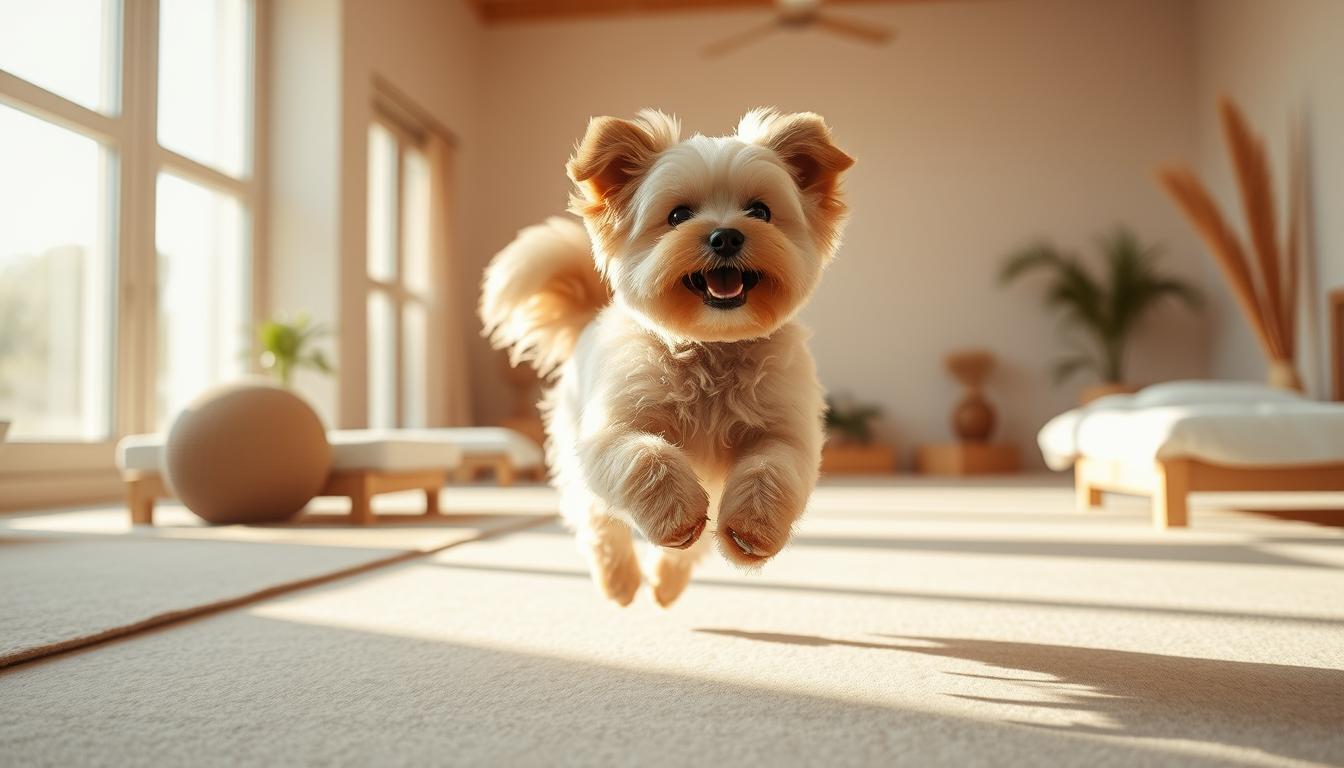 small fluffy dog exercise