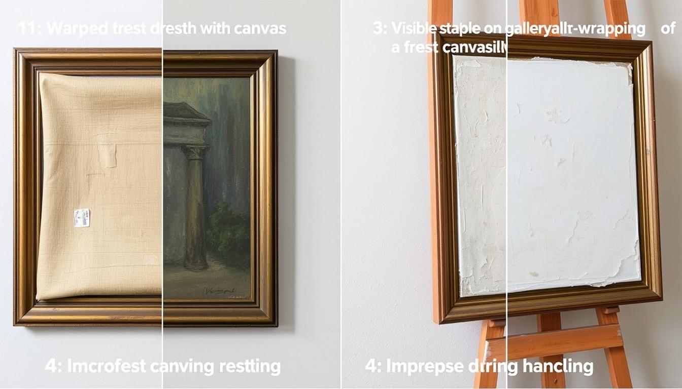 Examples of common framing mistakes to avoid with canvas paintings. Noho Art
