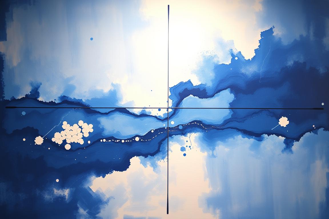 Blue abstract painting showing composition principles at Noho Art