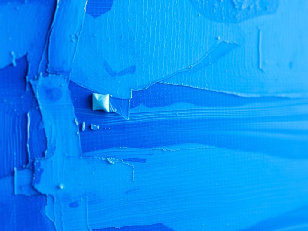 Blue abstract painting showing layering technique with multiple shades of blue at Noho Art