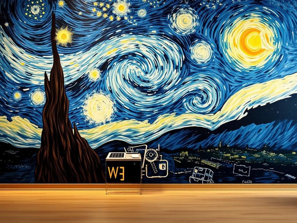 Representation of Van Gogh's Starry Night original art painting
