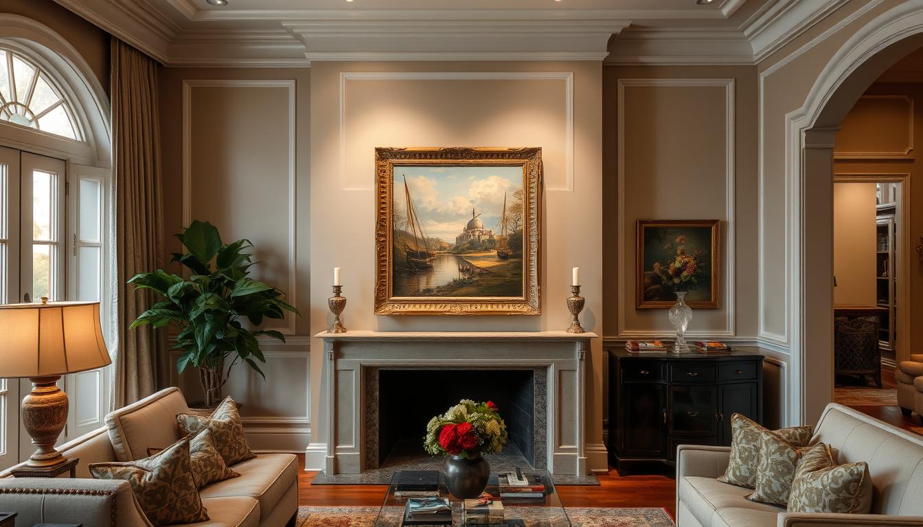 Properly displayed original art painting in home setting with ideal lighting