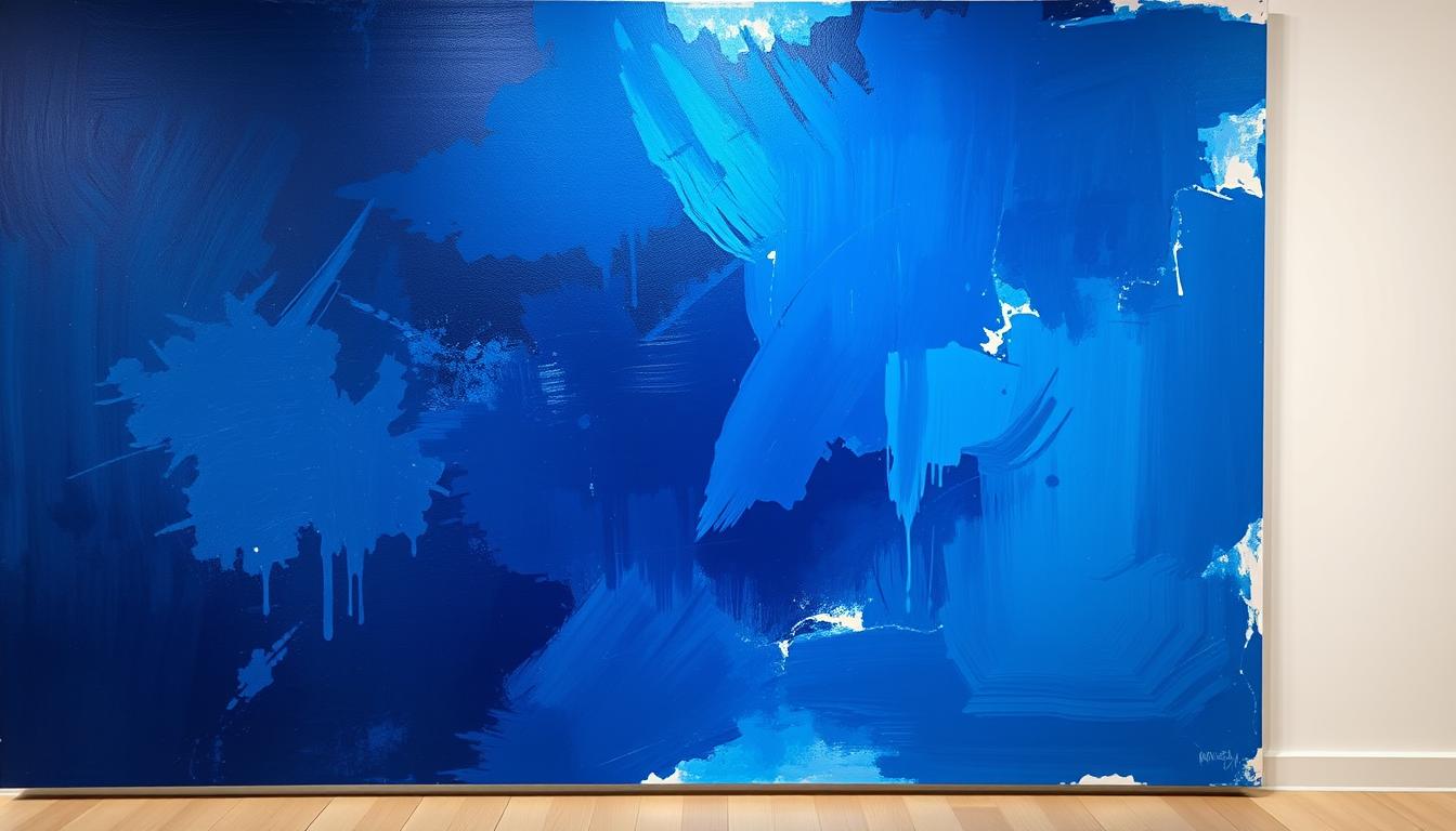 Emotional blue abstract painting showing different moods through color variation at Noho Art