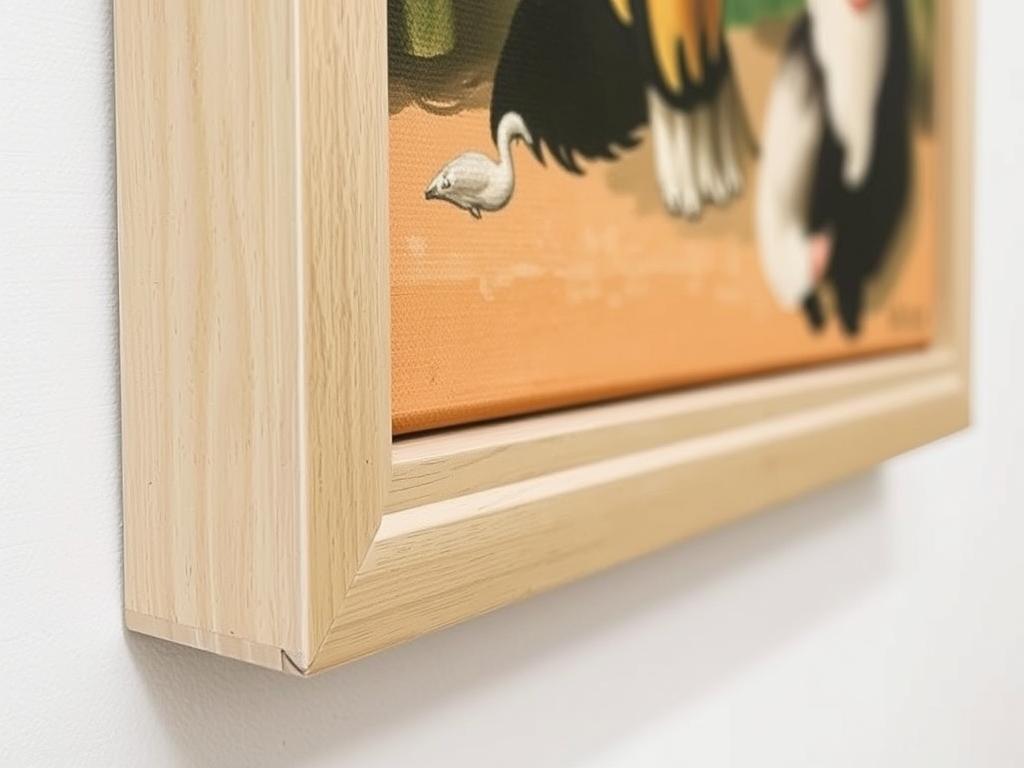 Canvas painting in a floater frame showing the floating effect. Noho Art