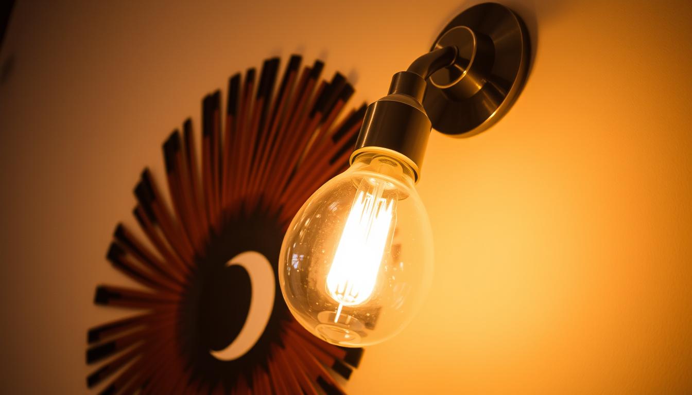 An art piece illuminated by a sleek, modern lighting fixture. Noho Art