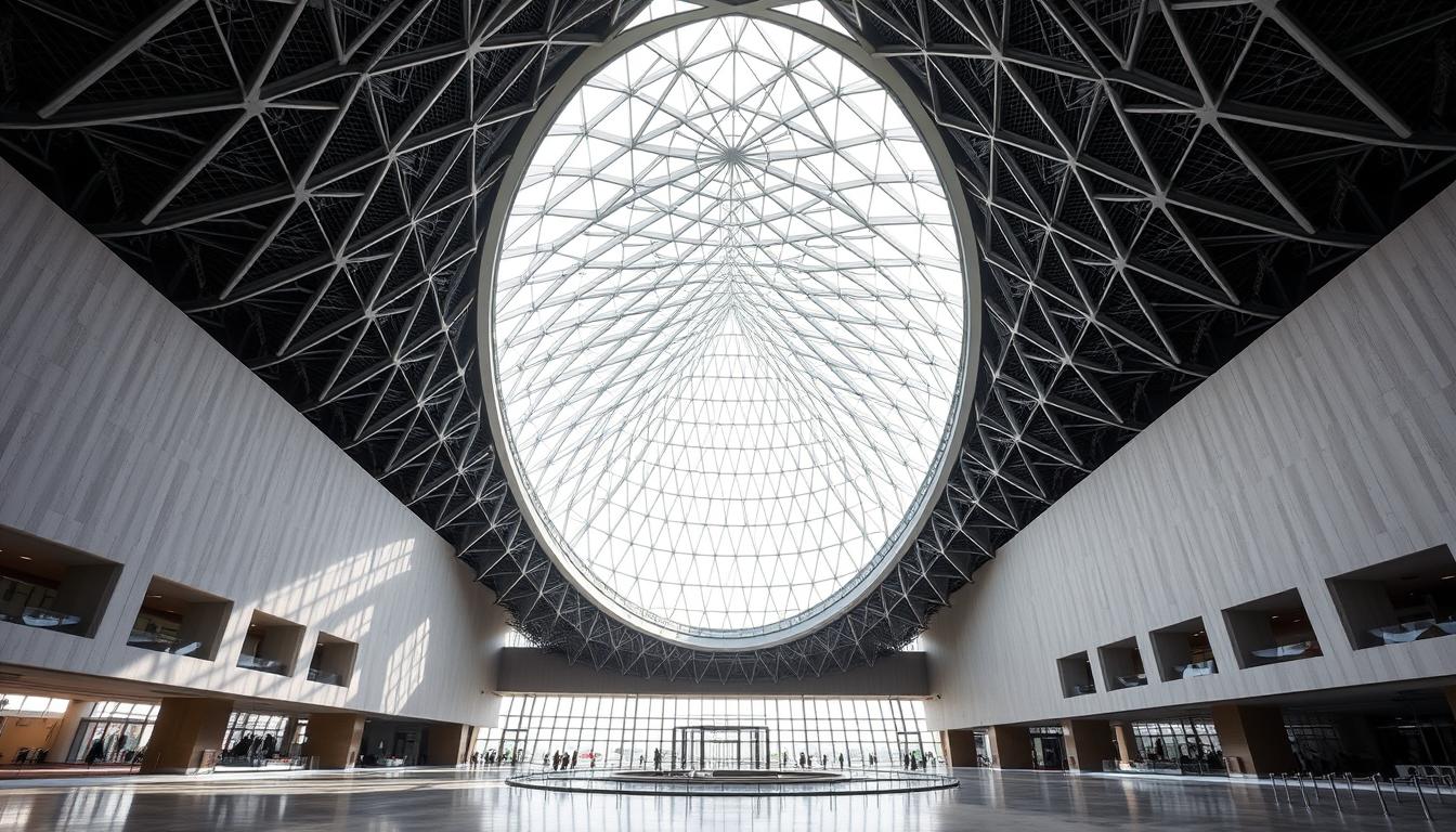Cultural center with long-span parametric steel roof structure in Abu Dhabi