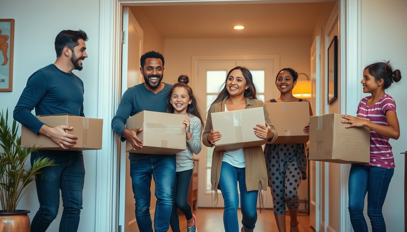 AL'in : Comment Action Logement simplifie votre accès au logement social en ligne 13 Famille heureuse emménageant dans son nouveau logement obtenu via AL'in