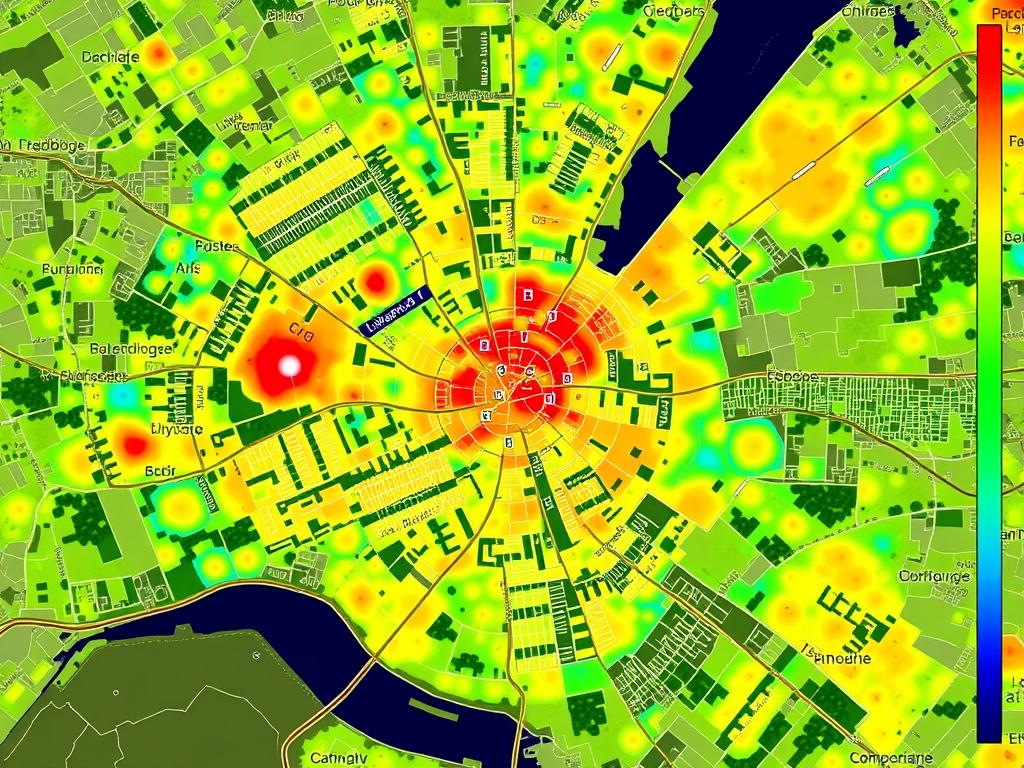 Arkcity.net : La plateforme collaborative qui révolutionne l'approche des défis urbains 10 Carte thermique d'une ville sur arkcity.net montrant les îlots de chaleur
