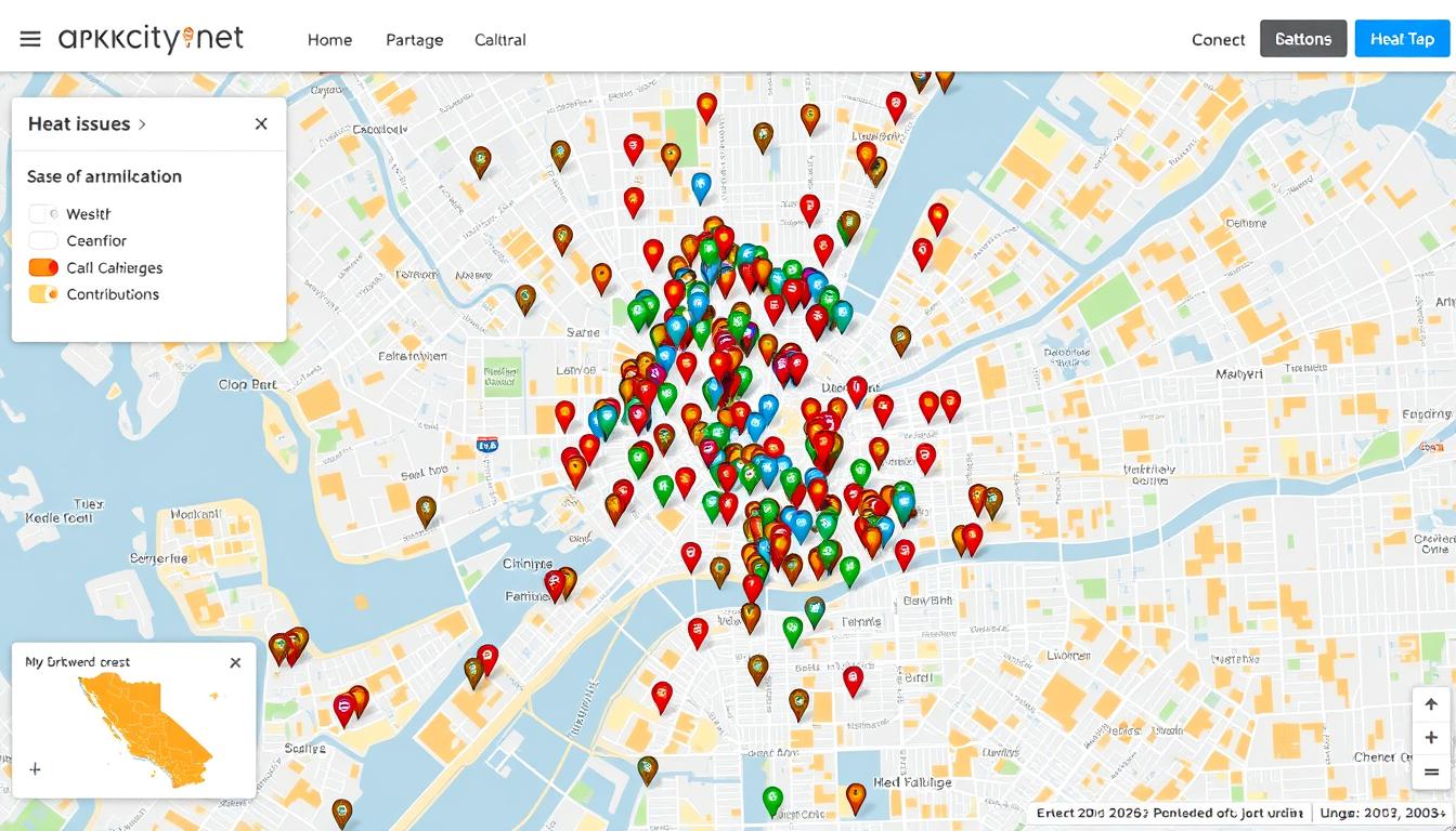 Arkcity.net : La plateforme collaborative qui révolutionne l'approche des défis urbains 3 Carte interactive d'arkcity.net montrant des données géolocalisées