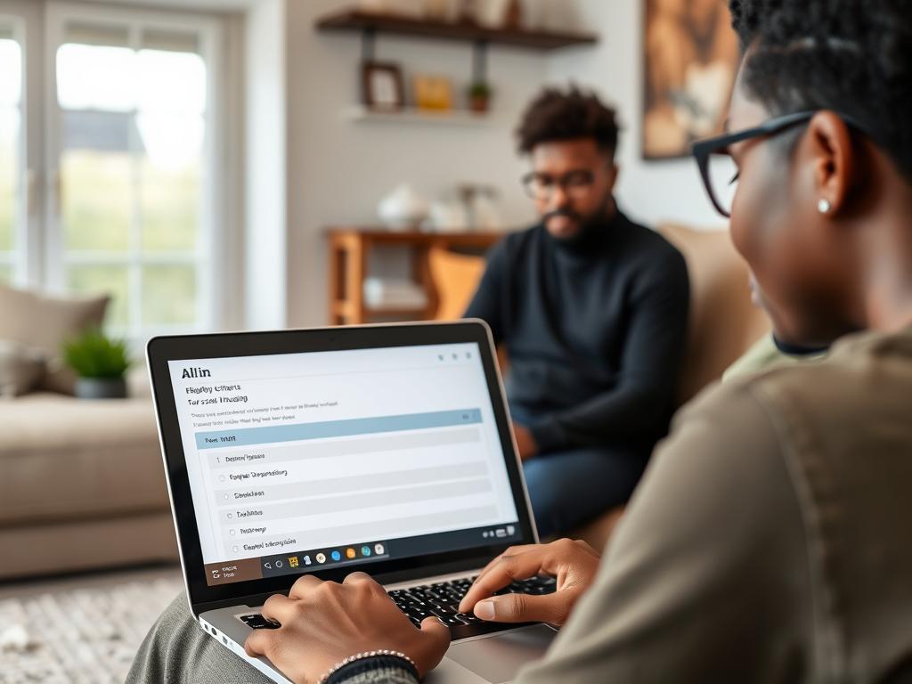 AL'in : Comment Action Logement simplifie votre accès au logement social en ligne 2 Personne vérifiant son éligibilité sur AL'in sur un ordinateur portable