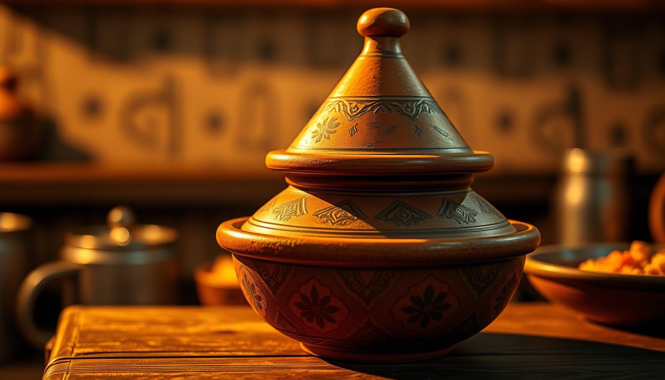 Traditional tagine pot with conical lid
