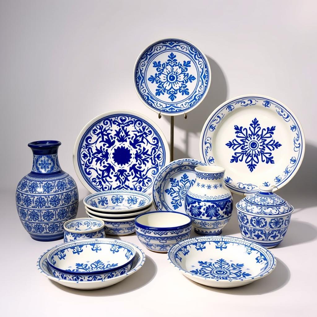 Traditional blue pottery from Fes, a major center in the pottery industry in Morocco