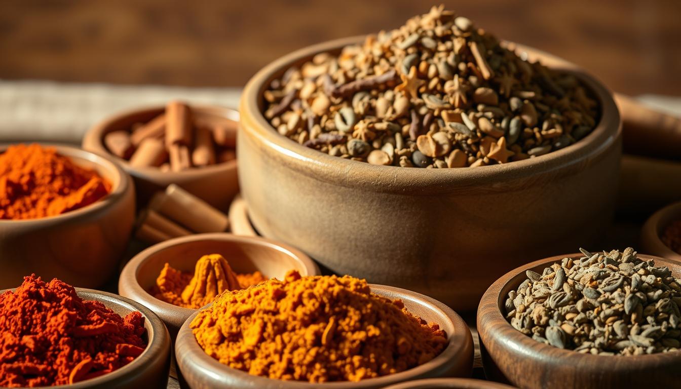 Moroccan spices in bowls