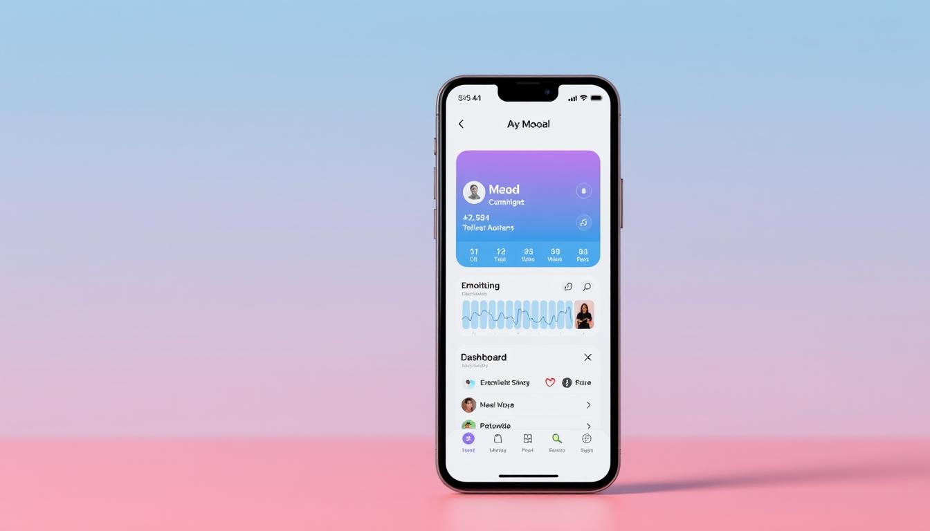 MenoMoments app interface showing emotional symptom tracking features