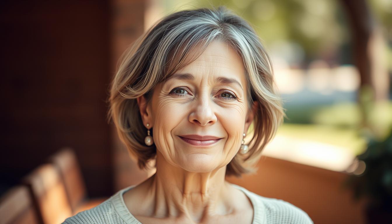 Woman looking confident and balanced after managing emotional symptoms of menopause