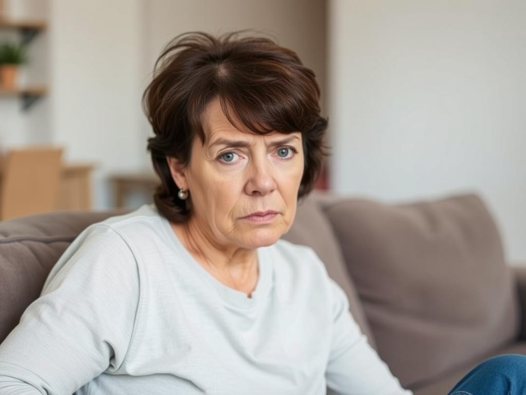 Woman experiencing anxiety as an emotional symptom of menopause