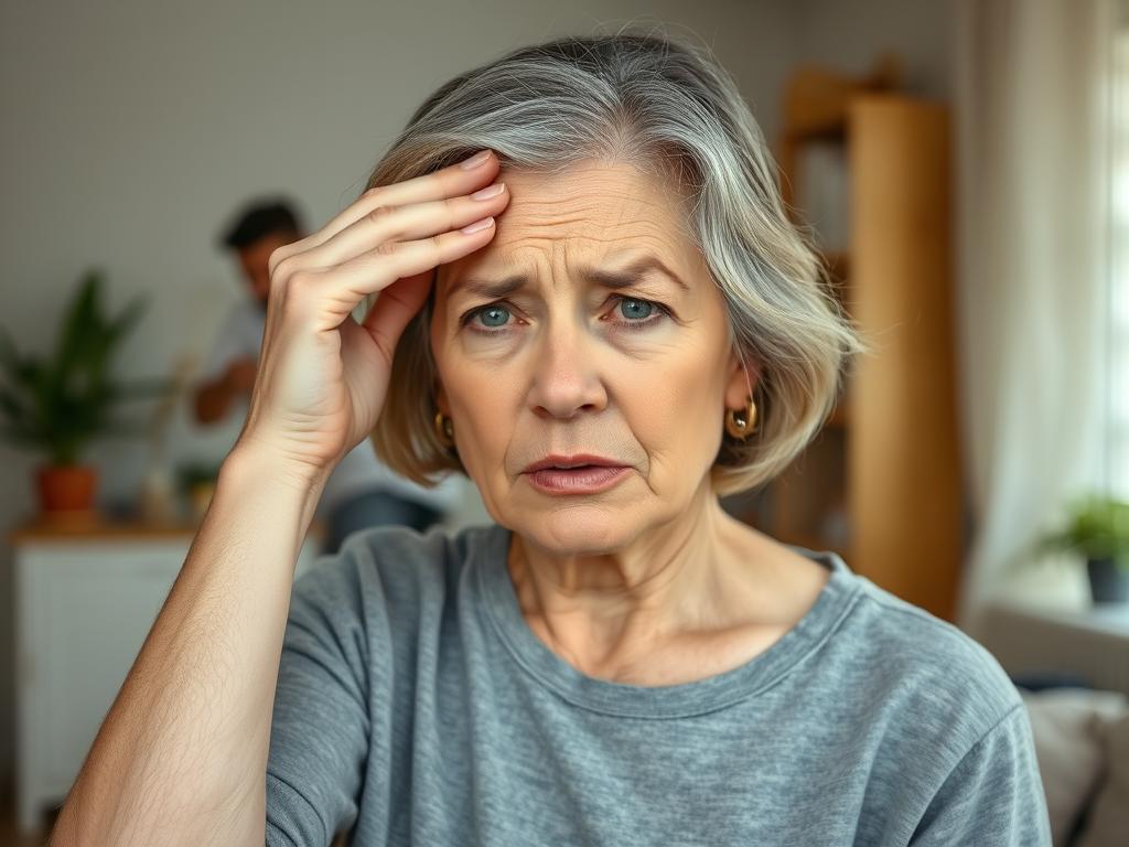 Woman showing signs of irritability during menopause