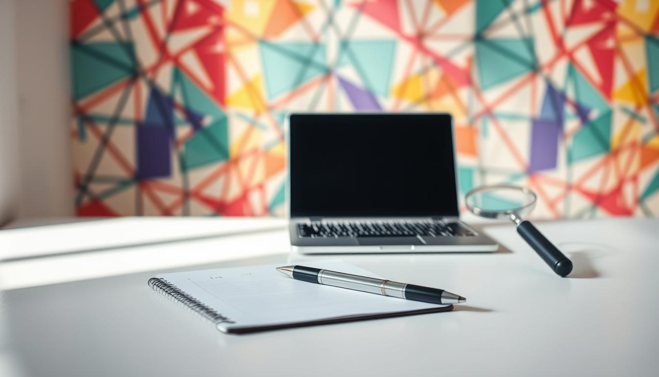 A thoughtfully crafted content strategy, represented by a well-organized composition. In the foreground, a clean, minimalist desktop with a laptop, notepad, and pen, symbolizing the planning and ideation process. The middle ground features a magnifying glass, representing the careful analysis and research needed. In the background, a vibrant, abstract pattern of interlocking shapes and lines, evoking the interconnected nature of content creation and distribution. Soft, natural lighting illuminates the scene, creating a sense of focus and clarity. The overall mood is one of intentionality, professionalism, and a strategic approach to content development.