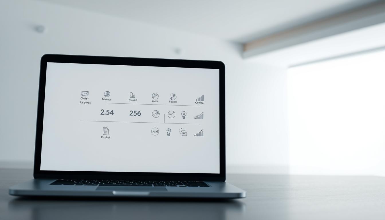 A streamlined digital transaction process unfolds against a sleek, minimalist backdrop. In the foreground, a laptop screen displays a clean, intuitive interface with automated workflow steps - from order placement to payment confirmation. The middle ground features an array of business icons and graphs, symbolizing the data-driven optimization of the sales funnel. The background is illuminated by a soft, warm glow, conveying a sense of efficiency, productivity, and technological sophistication. Subtle shadows and highlights accentuate the clean, architectural design, inviting the viewer to imagine a seamless, AI-powered transaction experience.