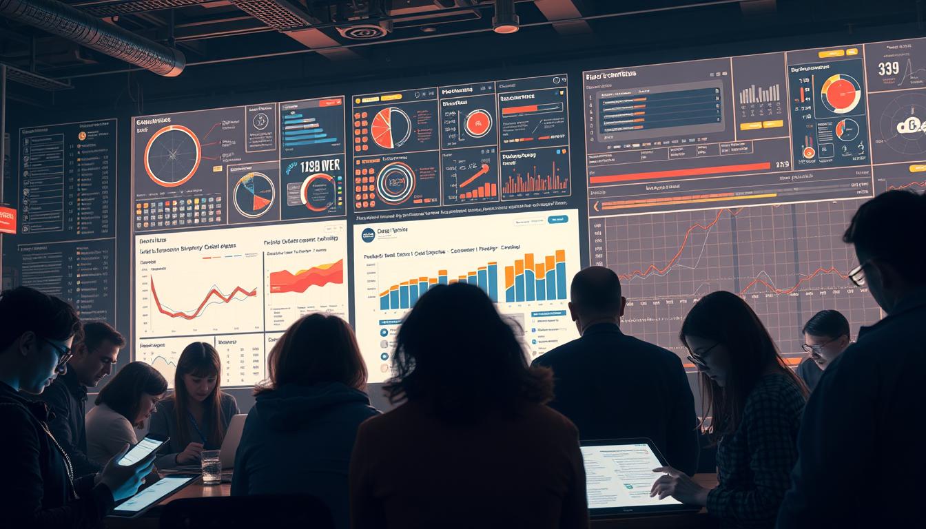 A visually stunning scene depicting the key elements of user research and product page optimization. In the foreground, a group of users deeply engaged with digital devices, their expressions revealing insightful discoveries. The middle ground showcases a sleek, minimalist product page, its layout and design meticulously crafted to enhance user experience. In the background, a complex data visualization canvas presents a tapestry of heat maps, funnel analyses, and task completion rates, illuminating the insights that drive continuous improvement. Soft, warm lighting casts a contemplative mood, inviting the viewer to immerse themselves in the process of understanding and optimizing the customer journey.